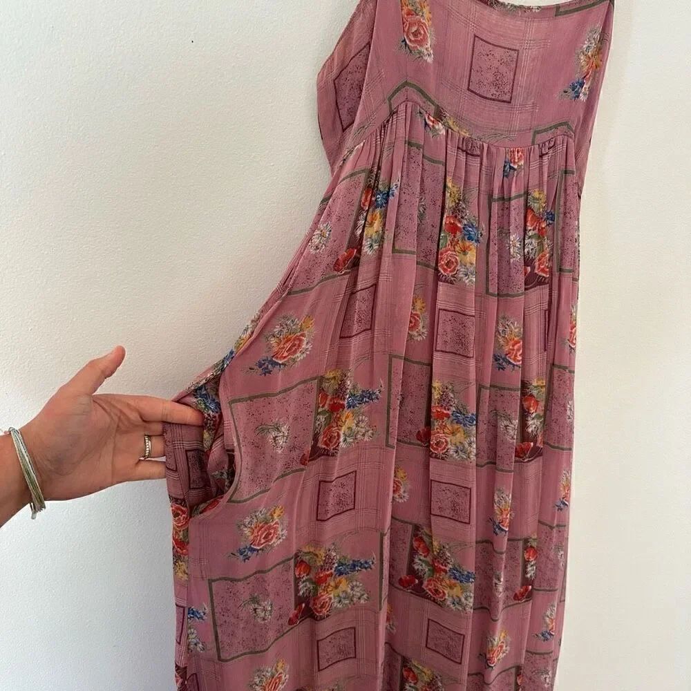Nicole Miller for P.J Walsh New York Vintage Mauve Multi Color Floral Silk Midi - Picture 9 of 11